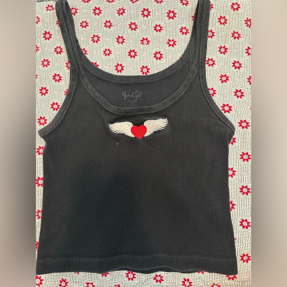 Brandy Melville Embroidered Cropped Tank Top